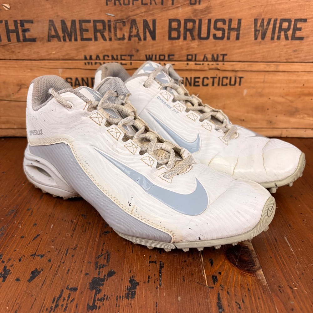 Nike Speedlax Women's 7.5 White Gray‎ Lacrosse Lax Cleats Dynamic Fit